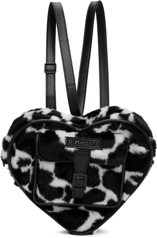 Photo: Dr. Martens Black & White Faux-Fur Heart Backpack