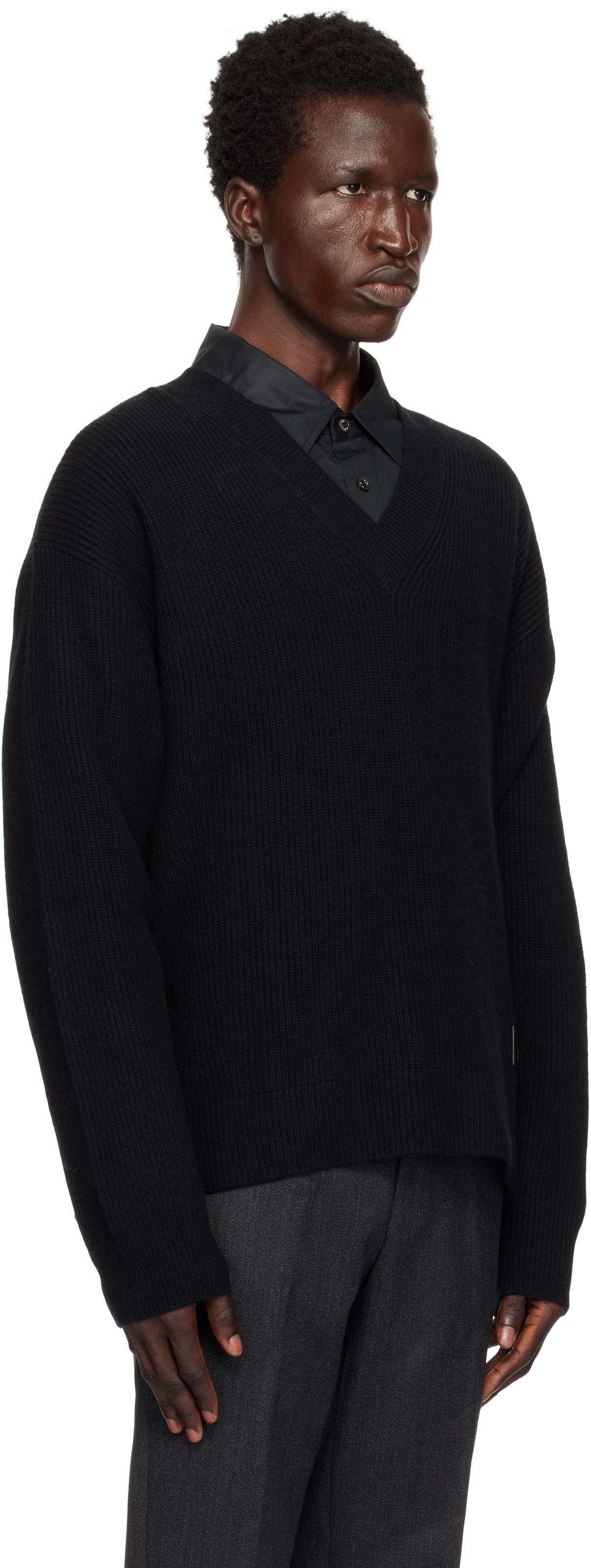 WOOYOUNGMI Black V-Neck Sweater Wooyoungmi