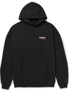 Balenciaga - Oversized Distressed Logo-Embroidered Cotton-Jersey Hoodie - Black