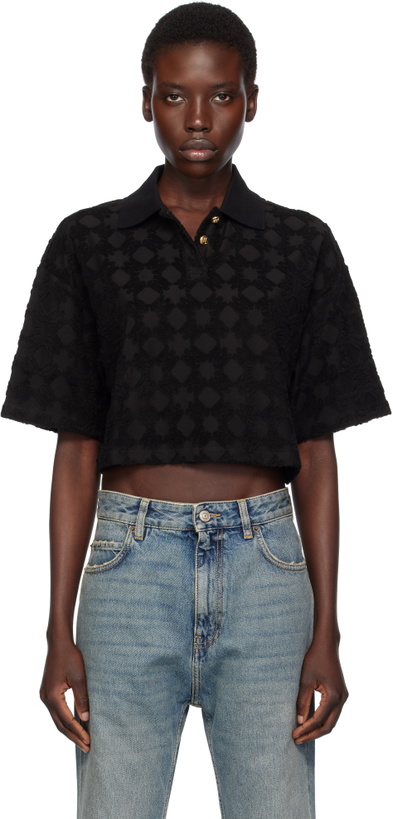 Photo: AMIRI Black MA Quad Toweling Polo