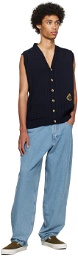 Manors Golf Navy Cable Knit Vest