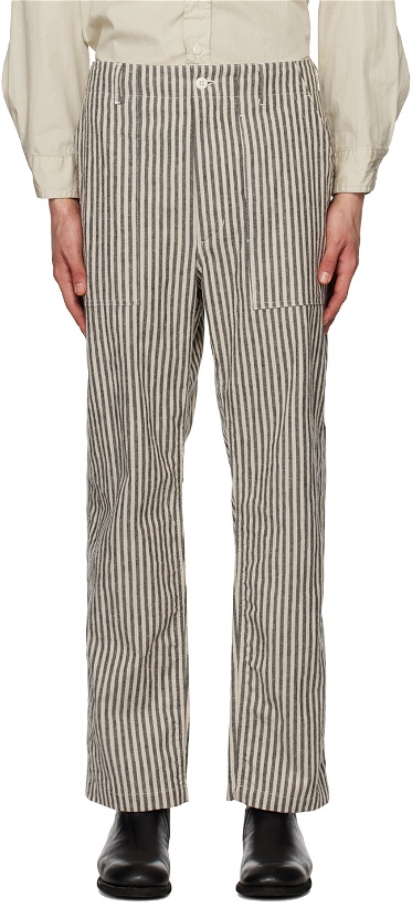 Photo: Engineered Garments Black & Off-White Striped Trousers