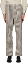 Engineered Garments Black & Off-White Striped Trousers