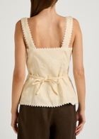 Reformation Viola Crochet-trimmed Linen top Cream