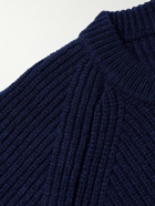 John Smedley - Upson Ribbed Merino Wool and Recycled Cashmere-Blend Sweater - Blue