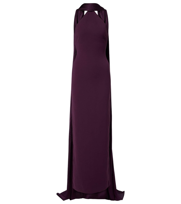 Photo: Solace London Ophelia cape-detail halterneck gown