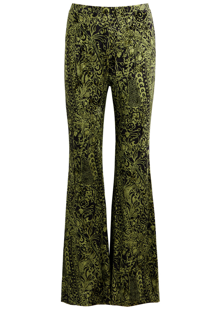 Diane Von Furstenberg Ruthette Printed Flared Velvet Trousers Multicoloured