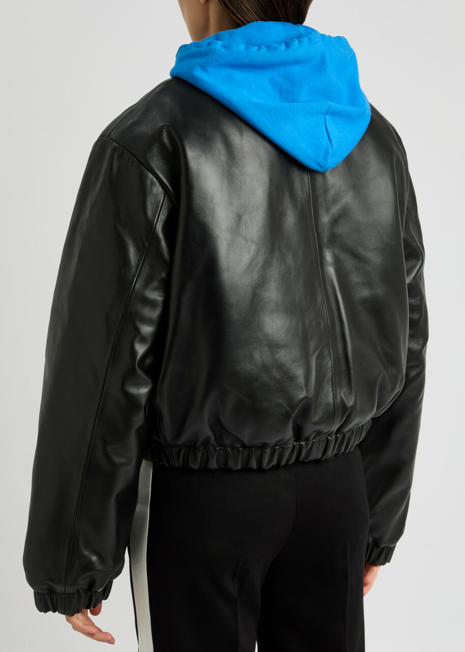 Meryll Rogge Padded Hooded Leather Bomber Jacket Black Meryll Rogge Meryll Rogge Padded Hooded Leather Bomber Jacket Black Meryll Rogge
