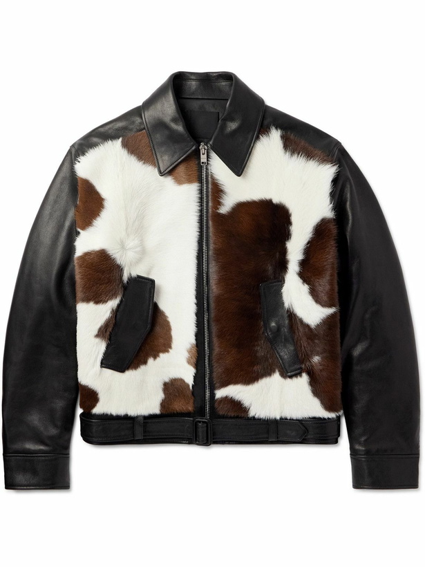 Photo: Givenchy - Slim-Fit Belted Cow-Print Calf Hair and Leather Jacket - Brown