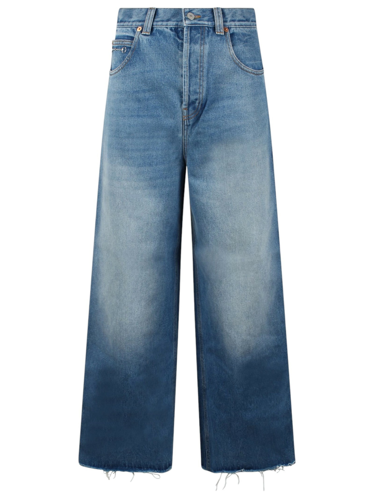 Patchwork Denim Jeans With Gucci Rosso Ancora Gucci