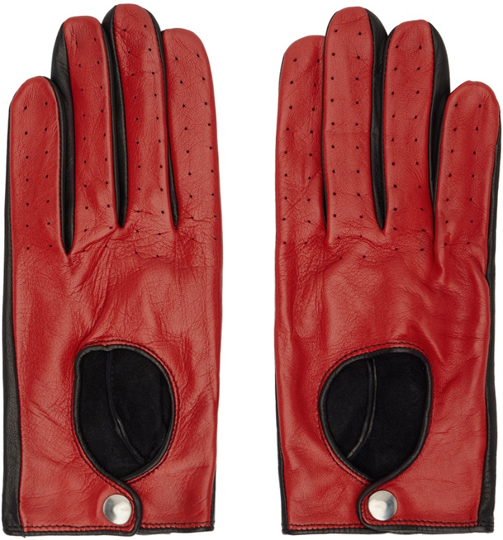 Photo: Ernest W. Baker Black & Red Contrast Leather Driving Gloves