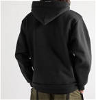 WTAPS - Katz Logo-Appliquéd Printed Fleece-Back Cotton-Blend Jersey Hoodie - Black