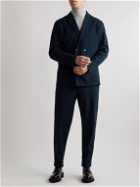 Sunspel - Casely Hayford Ezra Tapered Pleated Cotton-Blend Suit Trousers - Blue