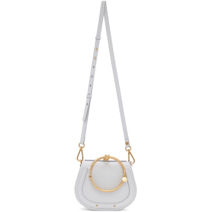 Chloe Grey Leather/Suede Small Nile Bracelet Bag