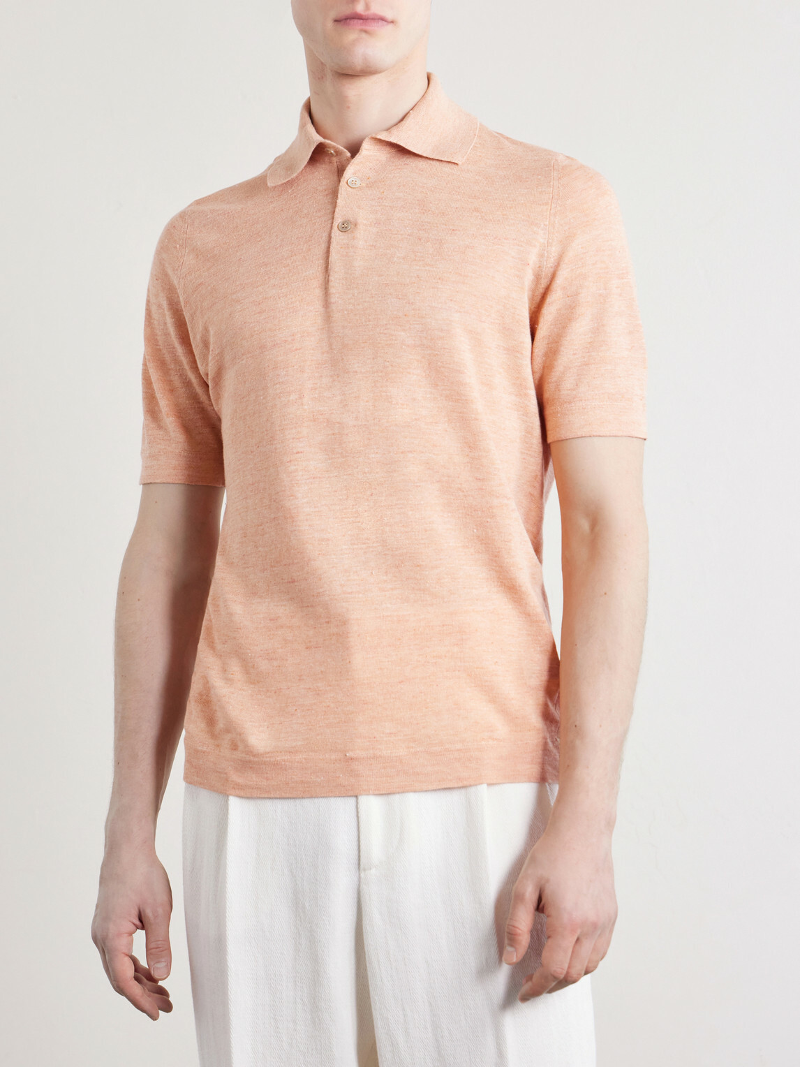 Brunello Cucinelli - Linen and Cotton-Blend Polo Shirt - Orange
