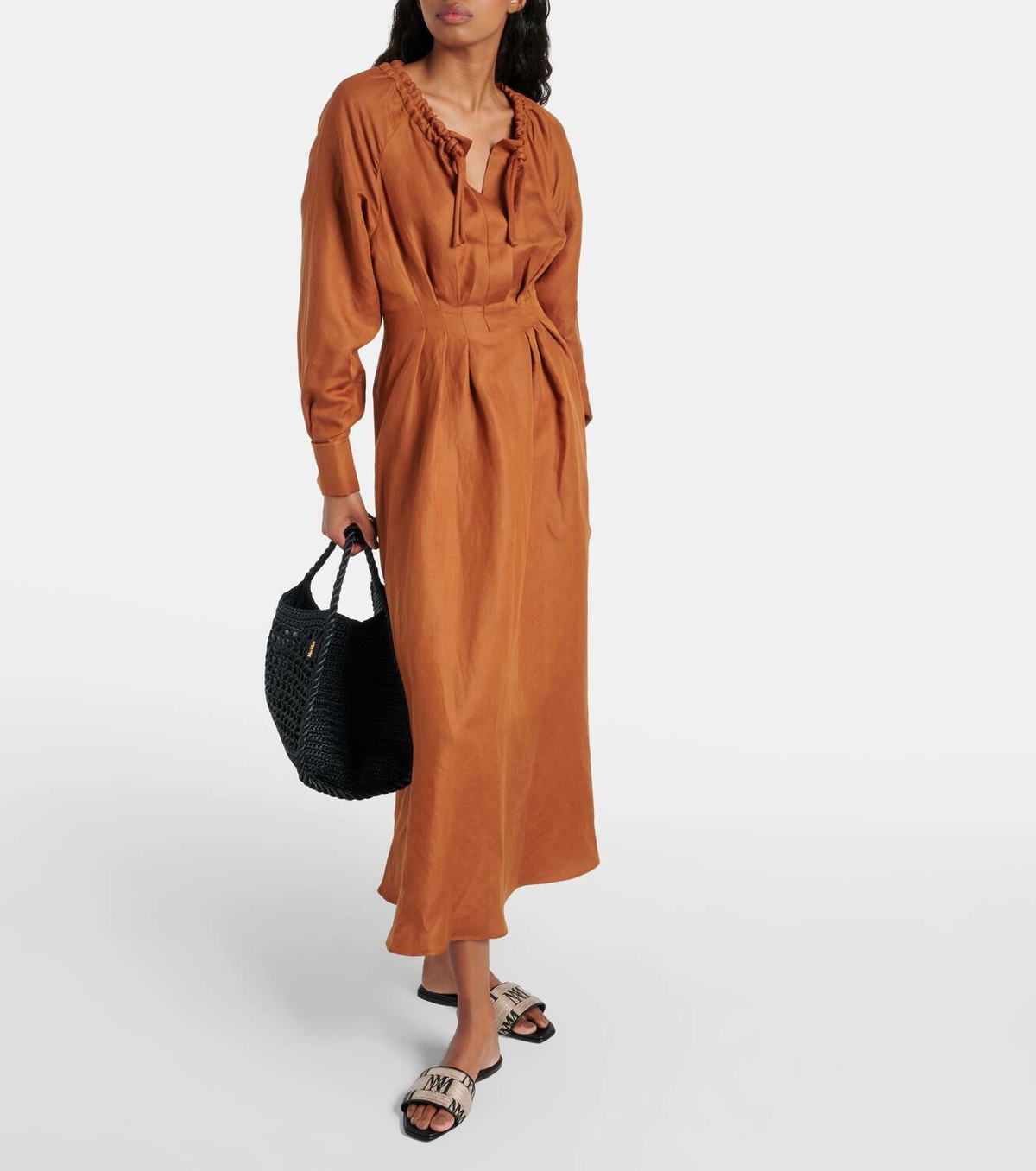 Max Mara Logo jacquard raffia-effect slides Max Mara