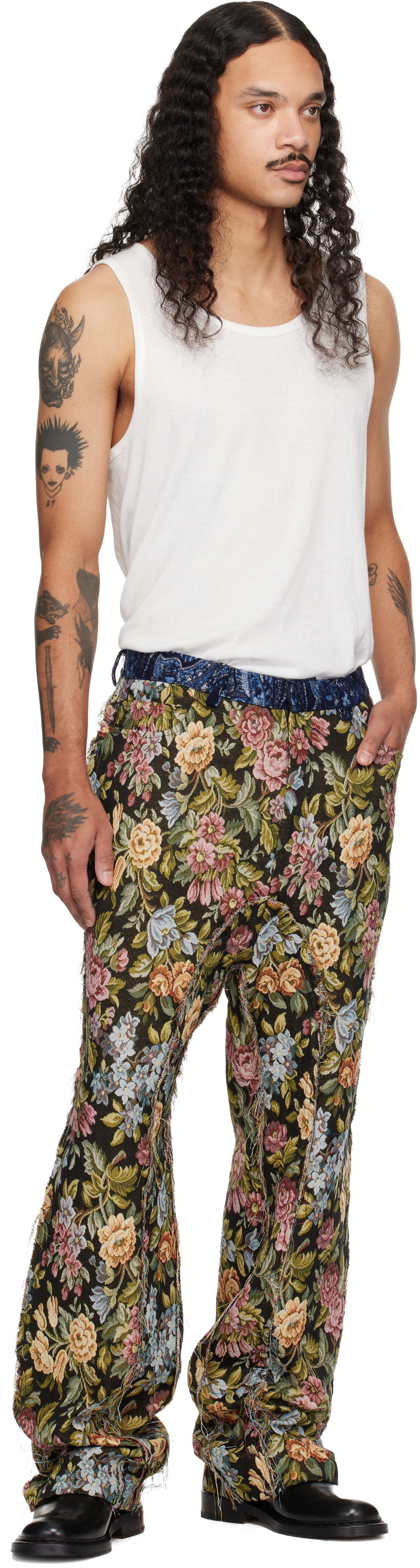 Edward Cuming Multicolor Wallpaper Raw-Edge Soft Trousers