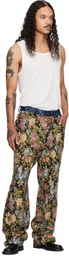 Edward Cuming Multicolor Wallpaper Raw-Edge Soft Trousers