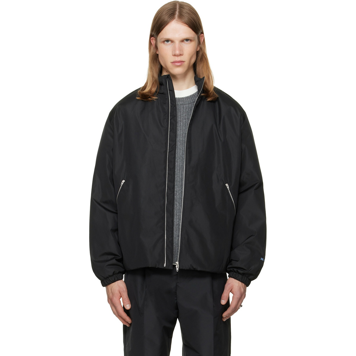 Jil Sander Black Taffeta Padded Blouson Jacket