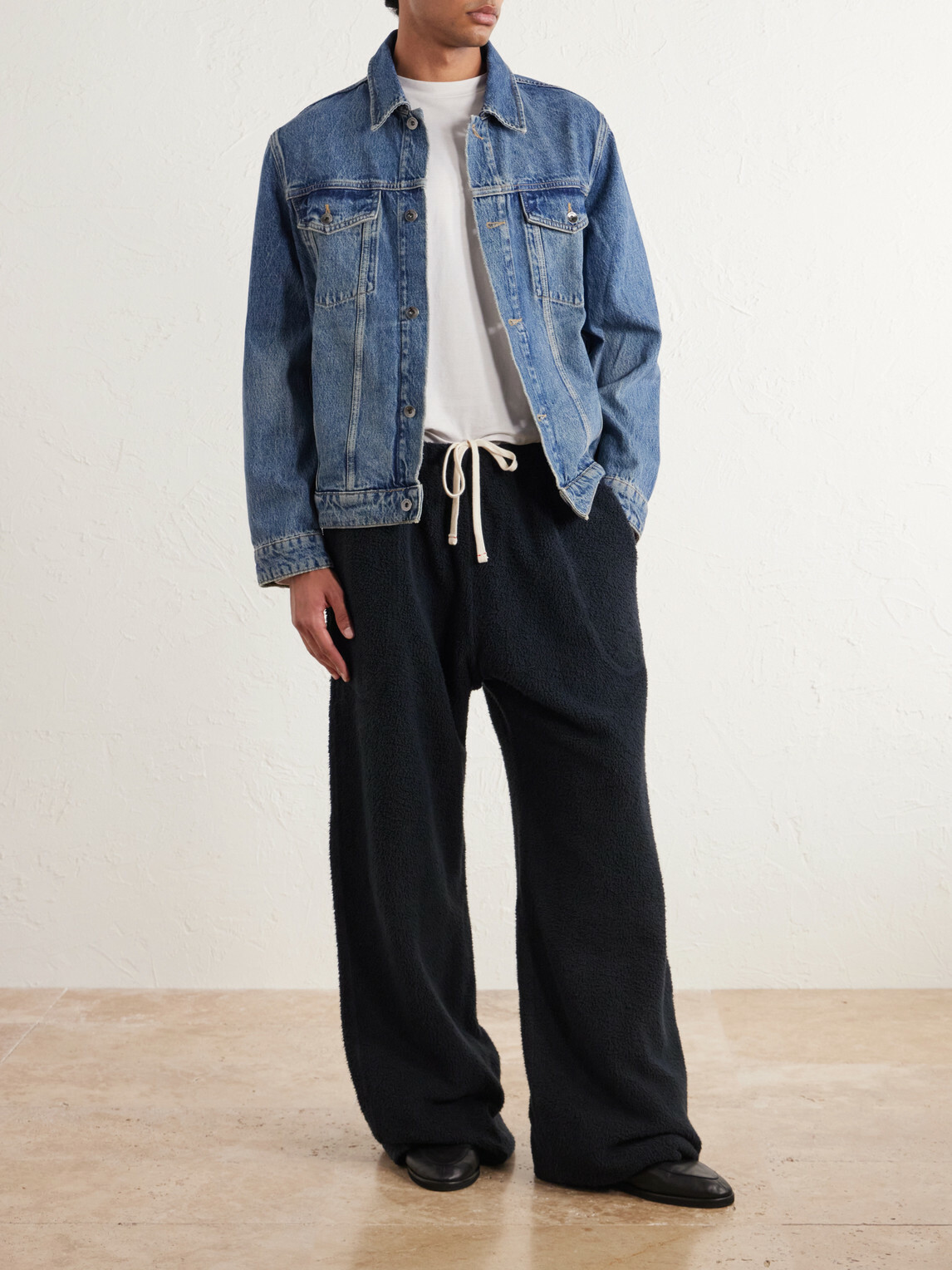 Les Tien - Straight-Leg Cotton-Fleece Sweatpants - Black