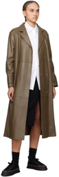 BOSS Brown Belted Leather Coat