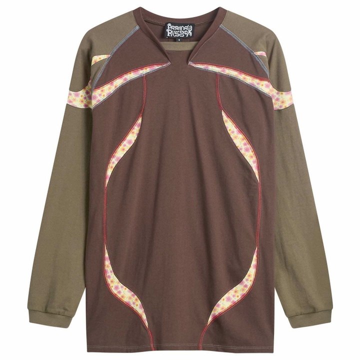 Photo: Paolina Russo Women's Sport Jersey Long Sleeve Top in Brown/Flower