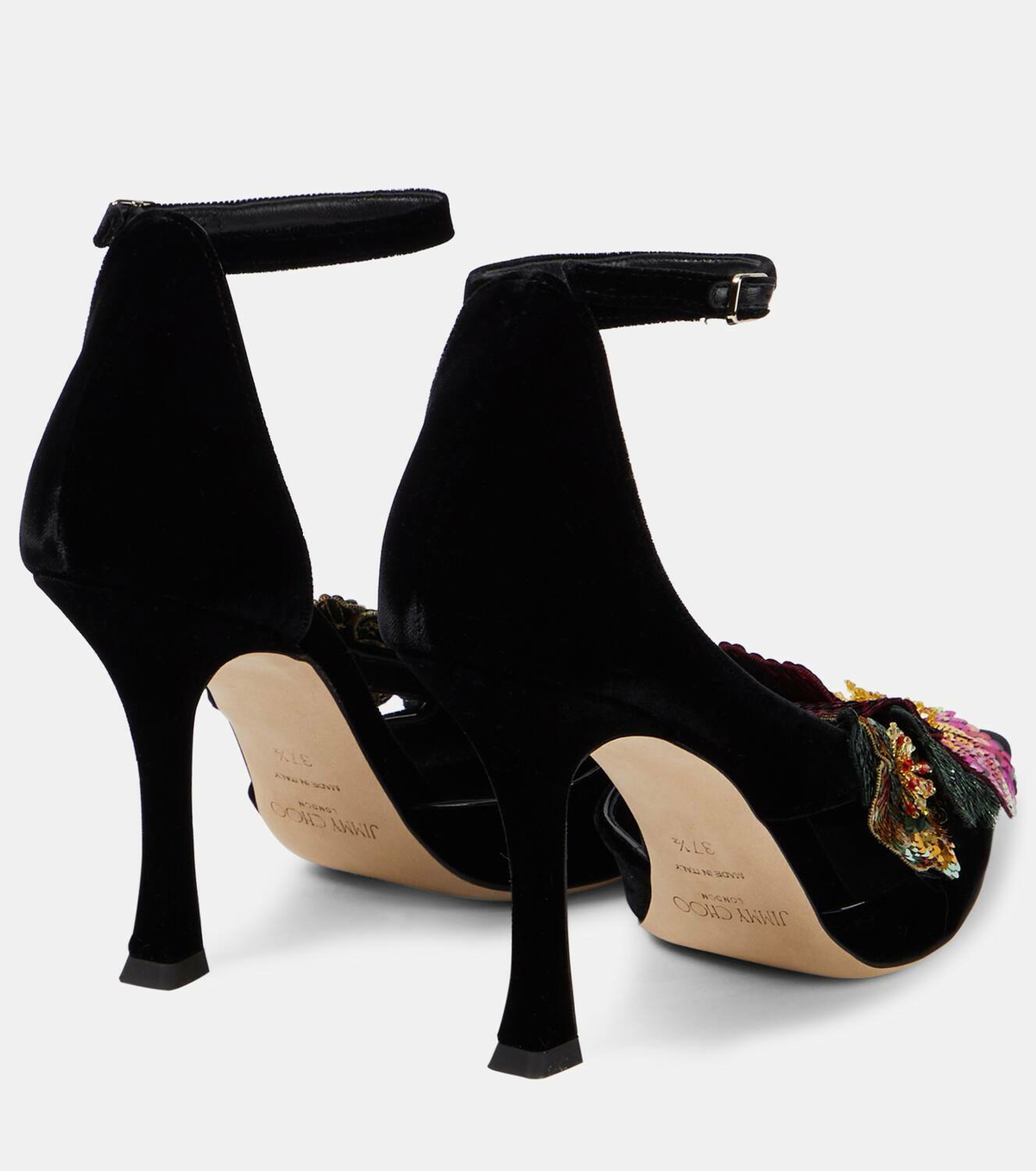 Jimmy Choo Azara 100 floral-appliqué velvet pumps Jimmy Choo