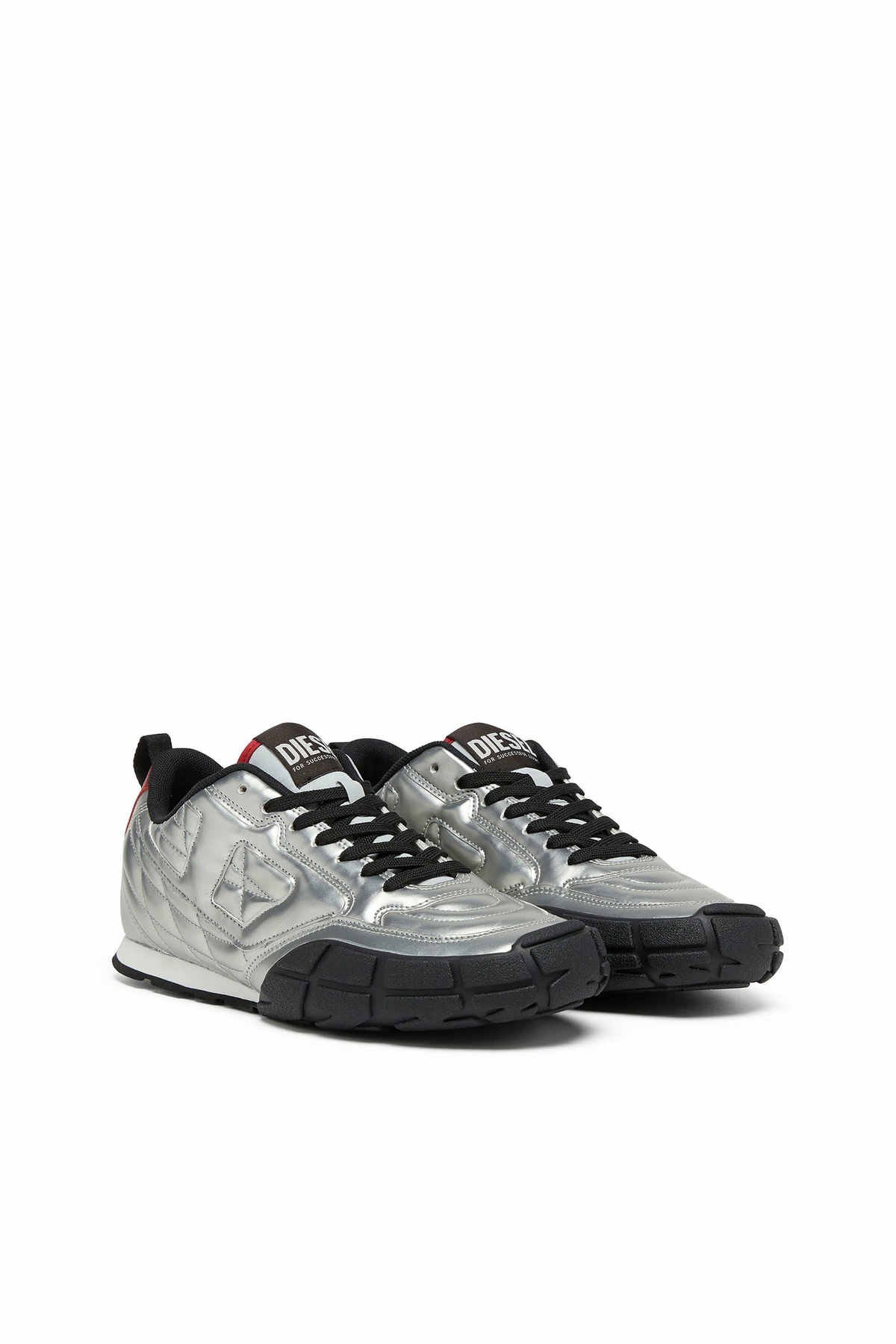 Diesel S-Pagodha-Quilted metallic sneakers - Sneakers Womens in Silver