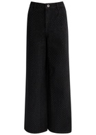 Self-portrait Crystal-embellished Wide-leg Jeans Black