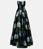 Markarian Laila floral brocade bustier gown