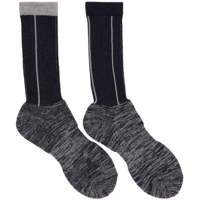 Photo: Sacai Navy and Grey Pinstripe Socks