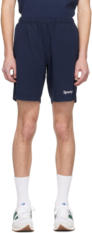 Photo: Sporty & Rich Navy Serif Shorts