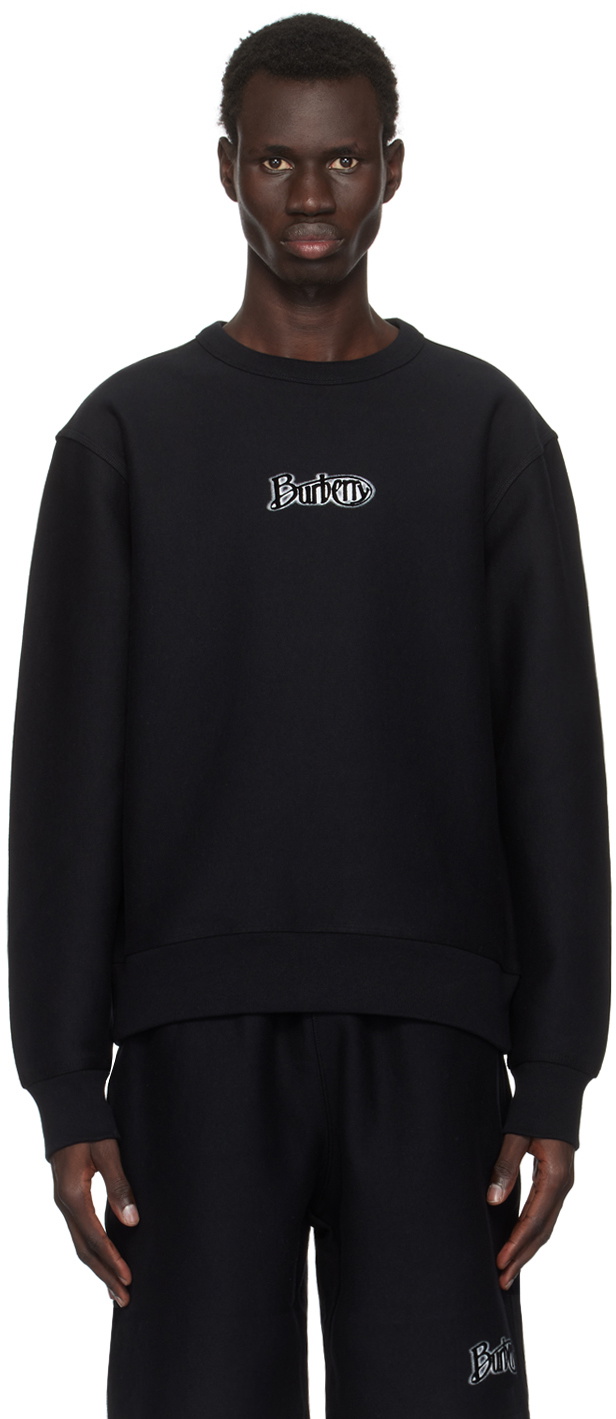 Black Logo Cotton Blend Sweatshirt by Burberry on Sale