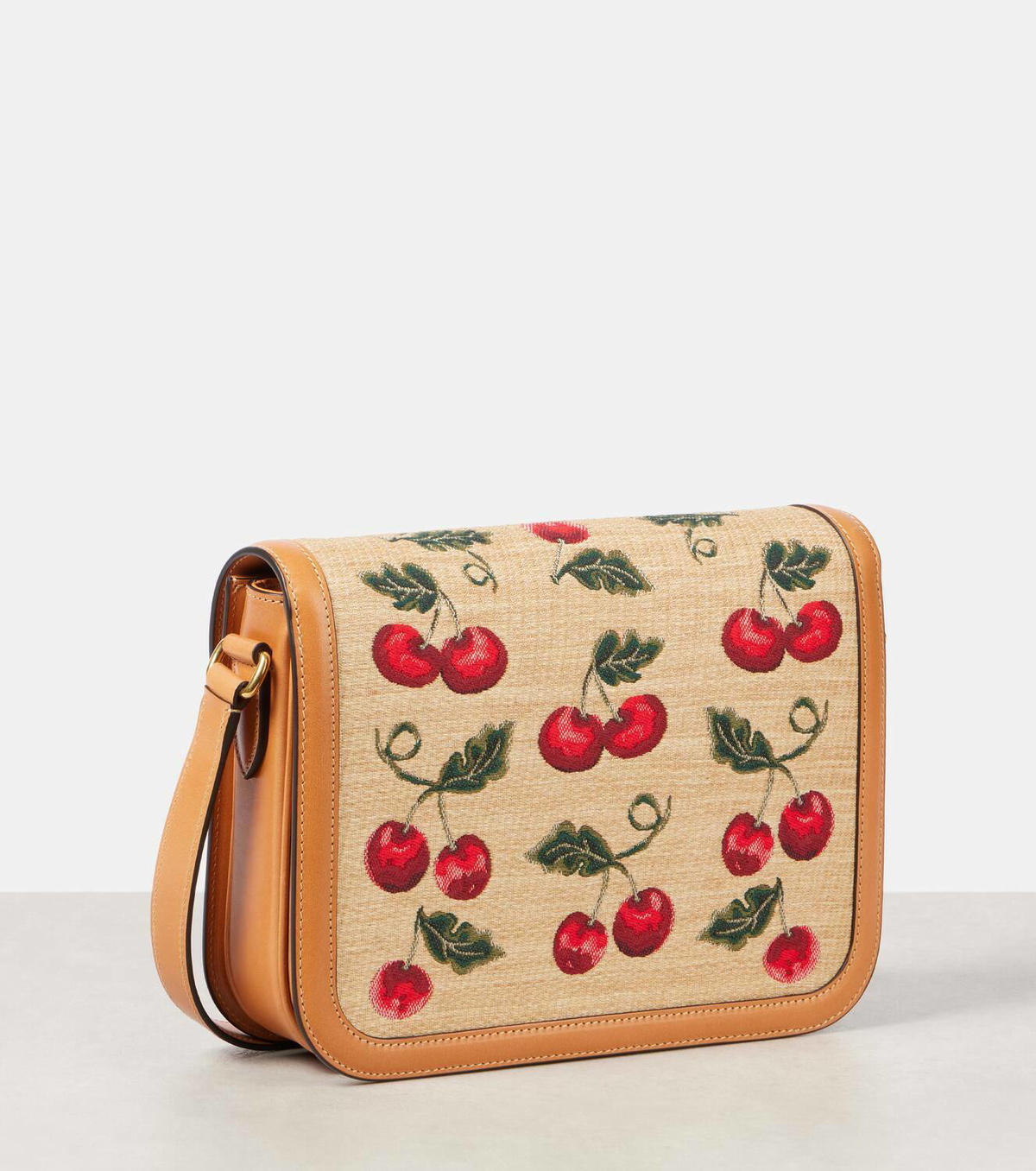 Valentino Garavani 9TO5 Cherryfic raffia-effect shoulder bag