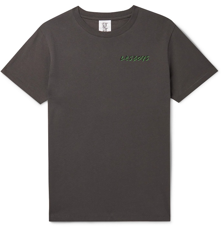 Photo: Les Girls Les Boys - Logo-Print Cotton-Jersey T-Shirt - Gray