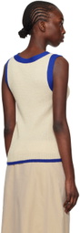 Dries Van Noten Beige & Blue V-Neck Vest