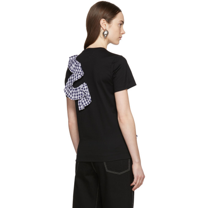 Facetasm Black Gingham Ruffle T-Shirt