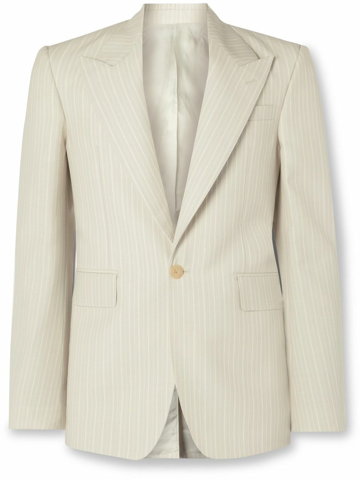 Photo: Alexander McQueen - Pinstriped Wool and Mohair-Blend Blazer - Neutrals
