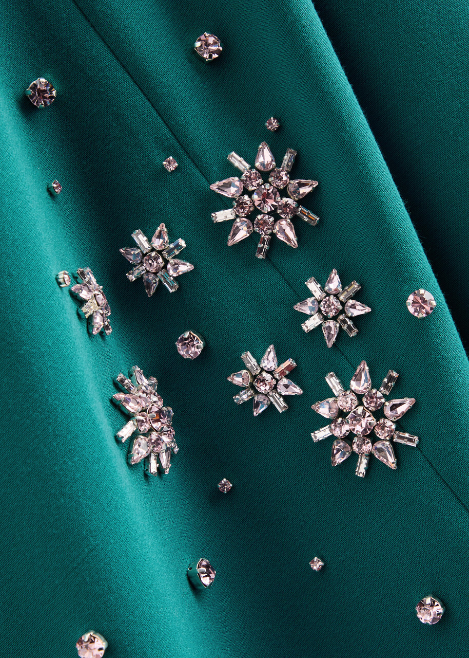 Huishan Zhang Isolde Cape-effect Embellished Gown Teal