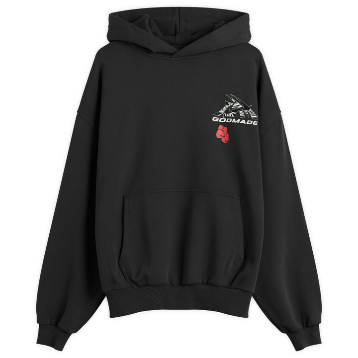 Photo: God Made Men's GM Logo Wrapped Hoodie in Washed Black