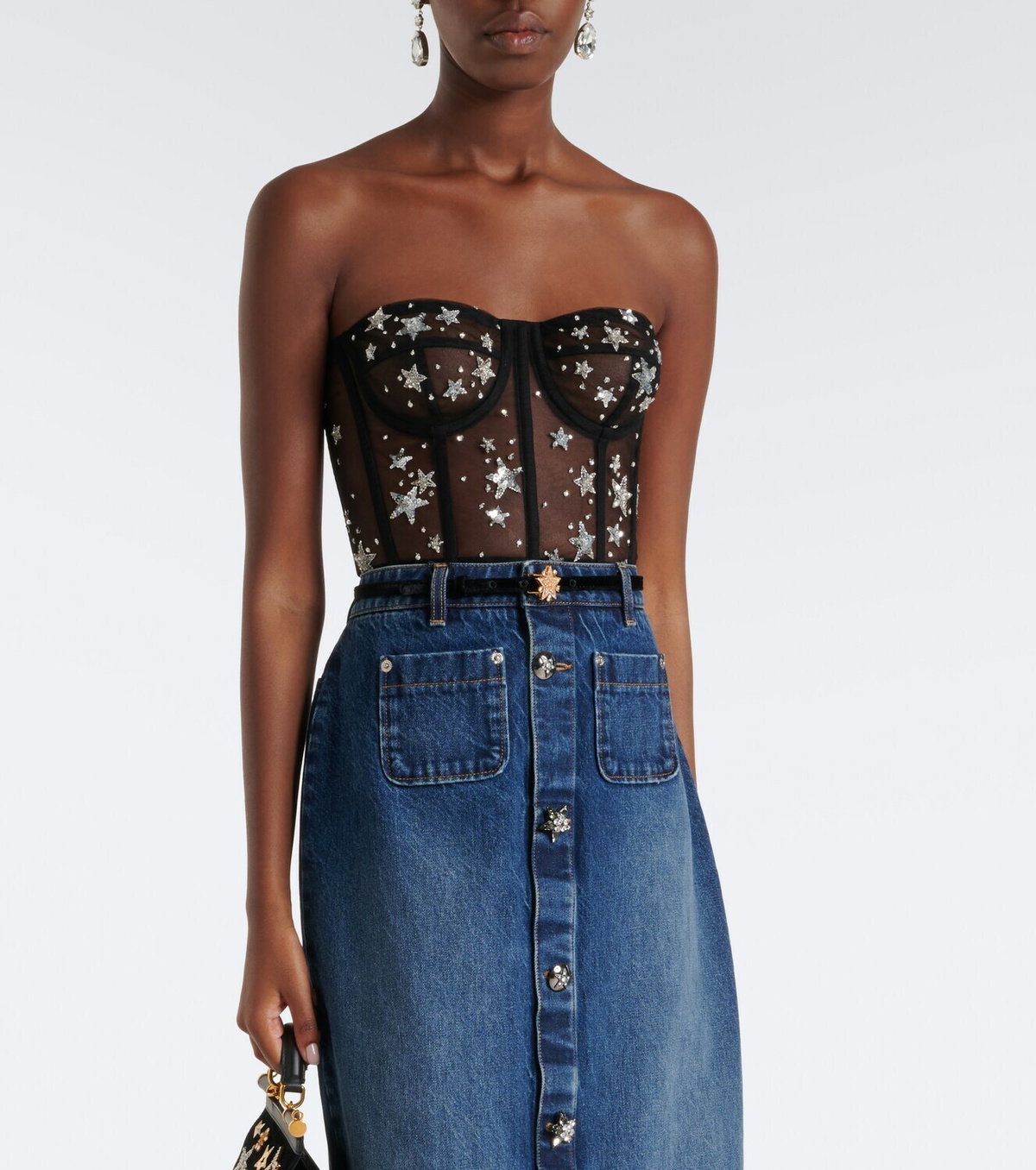 Dolce&Gabbana Embellished mesh bustier