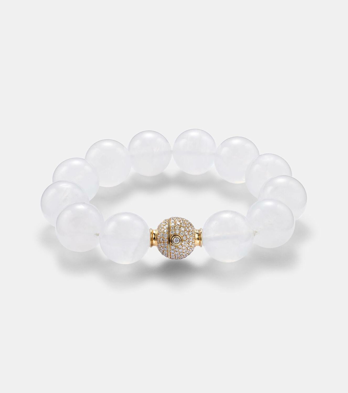 Octavia Elizabeth Riviera Orb beaded 18kt gold bracelet with moonstone and diamonds