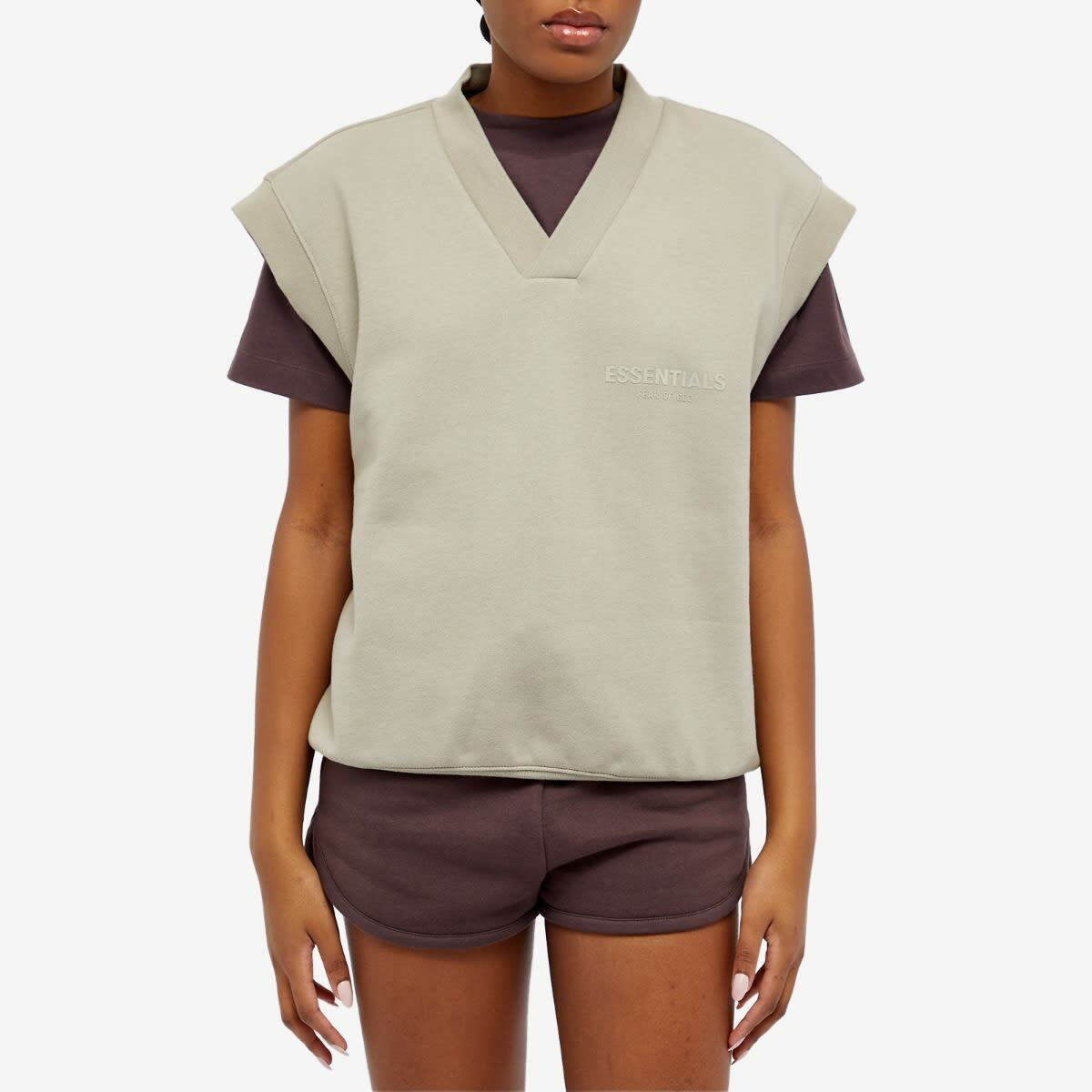 Fear of God ESSENTIALS Women's Pullover V-Neck Vest in Seal Fear