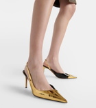 Alexandre Vauthier Metallic faux leather slingback pumps