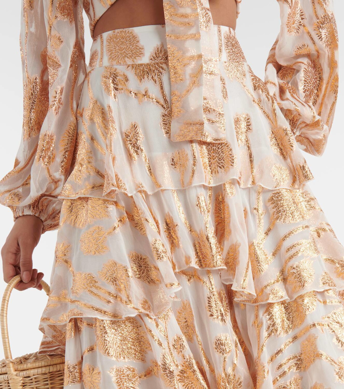Alexandra Miro Cordelia embroidered tiered maxi skirt