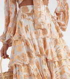 Alexandra Miro Cordelia embroidered tiered maxi skirt