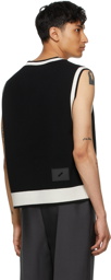 We11done Black Logo Patch Square Neck Vest