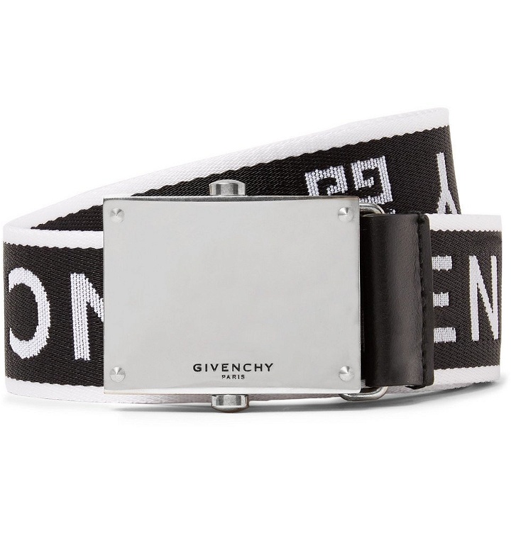 Photo: Givenchy - 3.5cm Leather-Trimmed Logo-Jacquard Webbing Belt - Men - Black