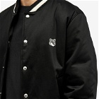 Maison Kitsuné Men's Grey Fox Head Patch Bomber Jacket in Black