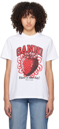 GANNI White Strawberry T-Shirt